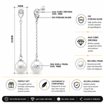 Load image into Gallery viewer, 925 Sterling Silver Pearl Earrings, Pearl Dangle Earring, Pearl Drop Earrings, Linear Drop Earrings, small dangle earrings, Hypoallergenic Dangle Earrings
