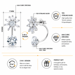 Load image into Gallery viewer, 925 Sterling Silver Cubic Zirconia 2 in 1 Flower Design Stud Earrings, Double sided Studs Earrings, Hypoallergenic Flower Stud Earrings