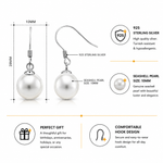 Load image into Gallery viewer, 925 Sterling Silver Round Pearl Dangle Earrings, Dangle Pearl Earrings, Drop Pearl Earrings, Classic Pearl Dangle Earrings, Hypoallergenic Dangle Earrings
