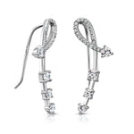 Load image into Gallery viewer, 925 Sterling Silver CZ Climber Hook Earrings For Women, CZ Hook Earrings, Classic Climber Earrings
