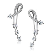 925 Sterling Silver CZ Climber Hook Earrings For Women, CZ Hook Earrings, Classic Climber Earrings