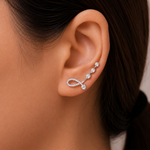 Load image into Gallery viewer, 925 Sterling Silver CZ Climber Hook Earrings For Women, CZ Hook Earrings, Classic Climber Earrings