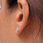 Load image into Gallery viewer, 925 Sterling Silver CZ Climber Hook Earrings For Women, CZ Hook Earrings, Classic Climber Earrings
