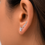 Load image into Gallery viewer, 925 Sterling Silver CZ Climber Hook Earrings For Women, CZ Hook Earrings, Classic Climber Earrings