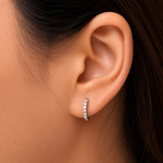 Load image into Gallery viewer, 925 Sterling Silver Huggie Earrings,  Hoop Huggie Earrings For Girls, CZ Huggie, Hoop Earrings, Huggie Earrings, Huggie For Girls, Silver Earrings