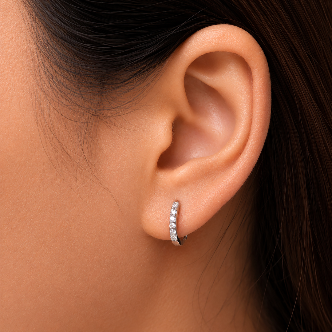 925 Sterling Silver Huggie Earrings,  Hoop Huggie Earrings For Girls, CZ Huggie, Hoop Earrings, Huggie Earrings, Huggie For Girls, Silver Earrings