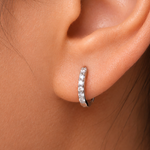 Load image into Gallery viewer, 925 Sterling Silver Huggie Earrings,  Hoop Huggie Earrings For Girls, CZ Huggie, Hoop Earrings, Huggie Earrings, Huggie For Girls, Silver Earrings