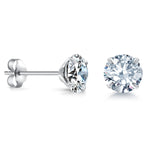 Load image into Gallery viewer, 925 Sterling Silver 7mm Martini Stud Earrings,  Martini Setting 7mm CZ Studs, Martini Set Stud, Friction Back Studs, Sparkling CZ Martini Studs, Martini studs
