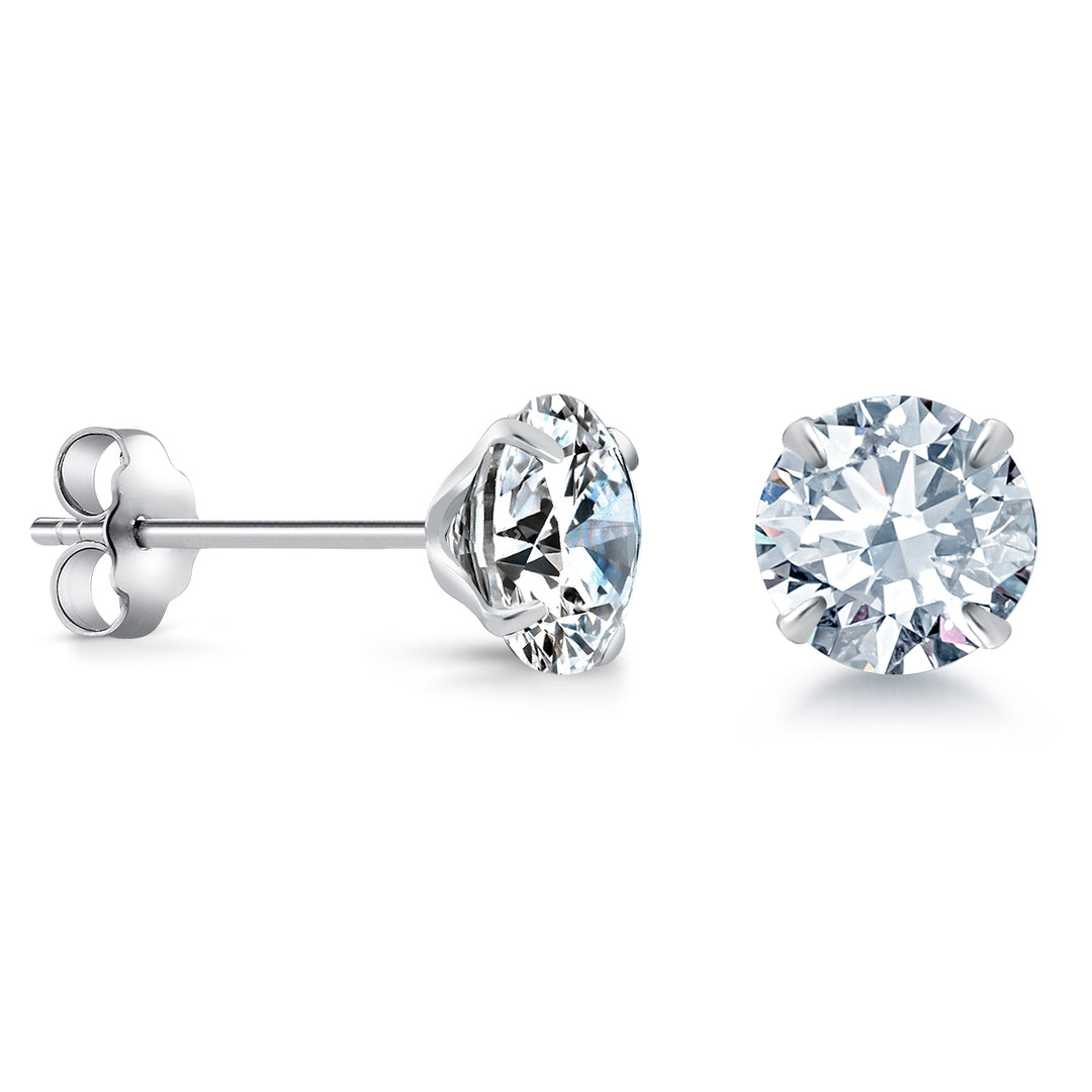 925 Sterling Silver 7mm Martini Stud Earrings,  Martini Setting 7mm CZ Studs, Martini Set Stud, Friction Back Studs, Sparkling CZ Martini Studs, Martini studs