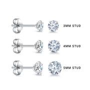 925 Sterling Silver Stud Earrings, Martini 3 Set Push Back Studs, CZ Martini Studs, Hypoallergenic Studs, Classic Cz Studs