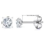 Load image into Gallery viewer, 925 Sterling Silver 3mm Martini Stud Earrings, Martini Setting Studs, Martini Set Push Back Studs, Sparkling CZ Martini Studs, CZ Studs
