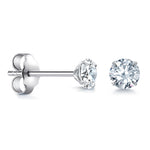 Load image into Gallery viewer, 925 Sterling Silver 3mm Martini Stud Earrings, Martini Setting Studs, Martini Set Push Back Studs, Sparkling CZ Martini Studs, CZ Studs
