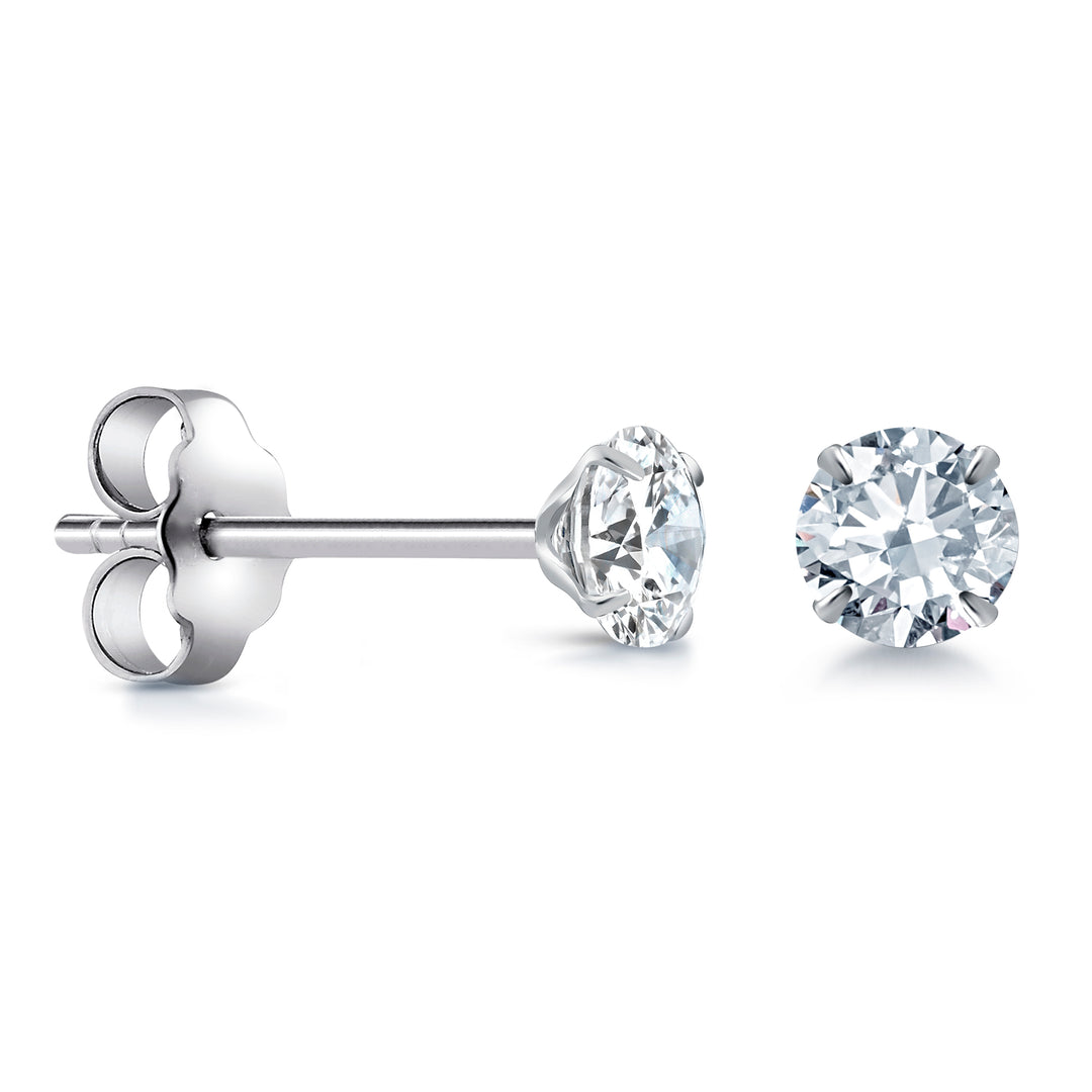925 Sterling Silver 3mm Martini Stud Earrings, Martini Setting Studs, Martini Set Push Back Studs, Sparkling CZ Martini Studs, CZ Studs