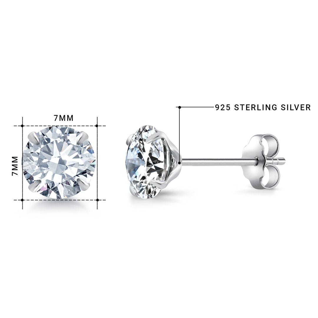 925 Sterling Silver 7mm Martini Stud Earrings,  Martini Setting 7mm CZ Studs, Martini Set Stud, Friction Back Studs, Sparkling CZ Martini Studs, Martini studs