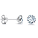 Load image into Gallery viewer, 925 Sterling Silver 5mm Martini Studs Earrings, Martini Setting Studs, Martini Set Push Back Studs, Sparkling CZ Martini Studs, CZ Studs For Gift
