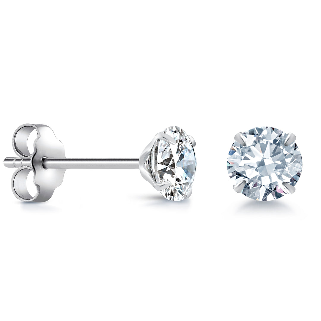 925 Sterling Silver 5mm Martini Studs Earrings, Martini Setting Studs, Martini Set Push Back Studs, Sparkling CZ Martini Studs, CZ Studs For Gift
