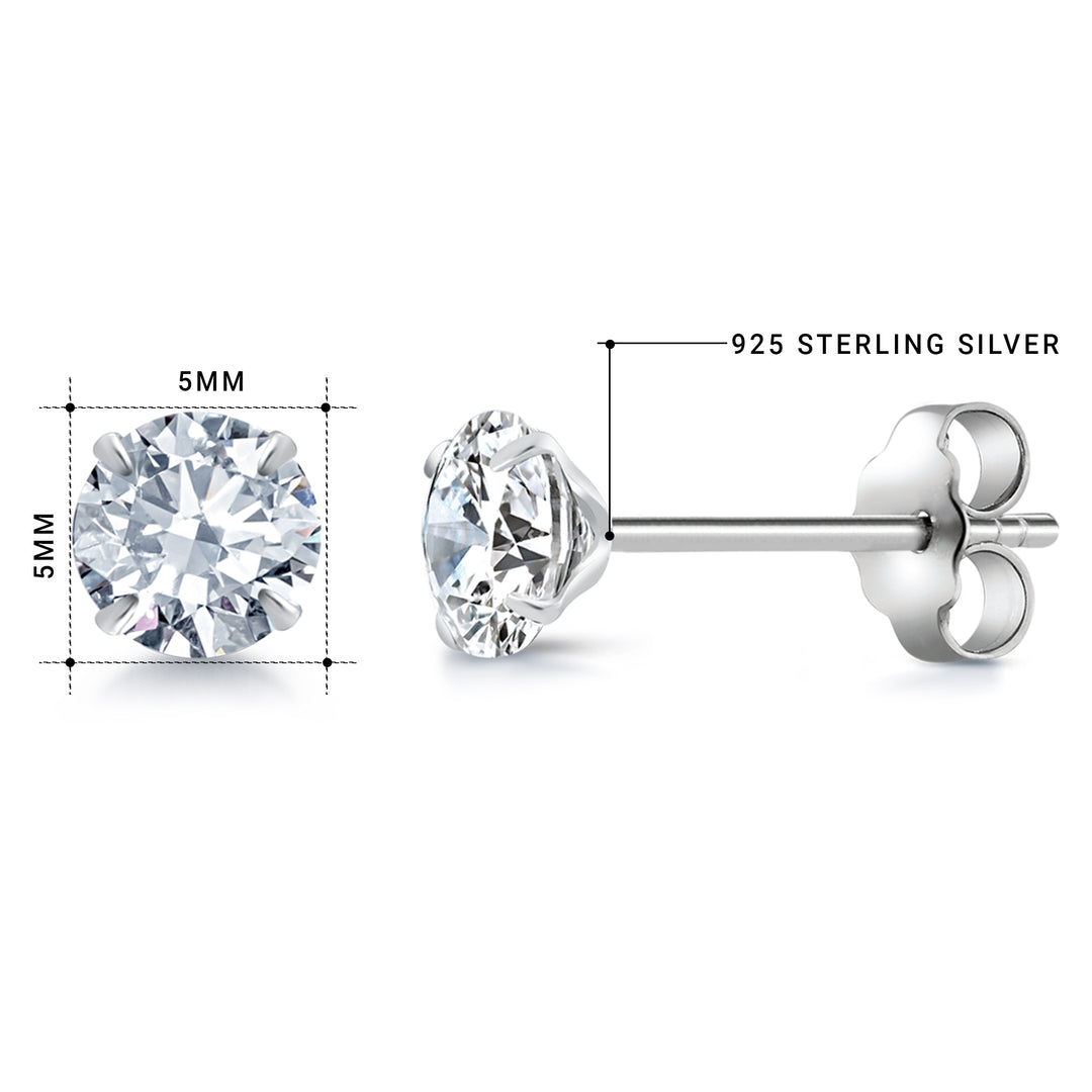 925 Sterling Silver 5mm Martini Studs Earrings, Martini Setting Studs, Martini Set Push Back Studs, Sparkling CZ Martini Studs, CZ Studs For Gift