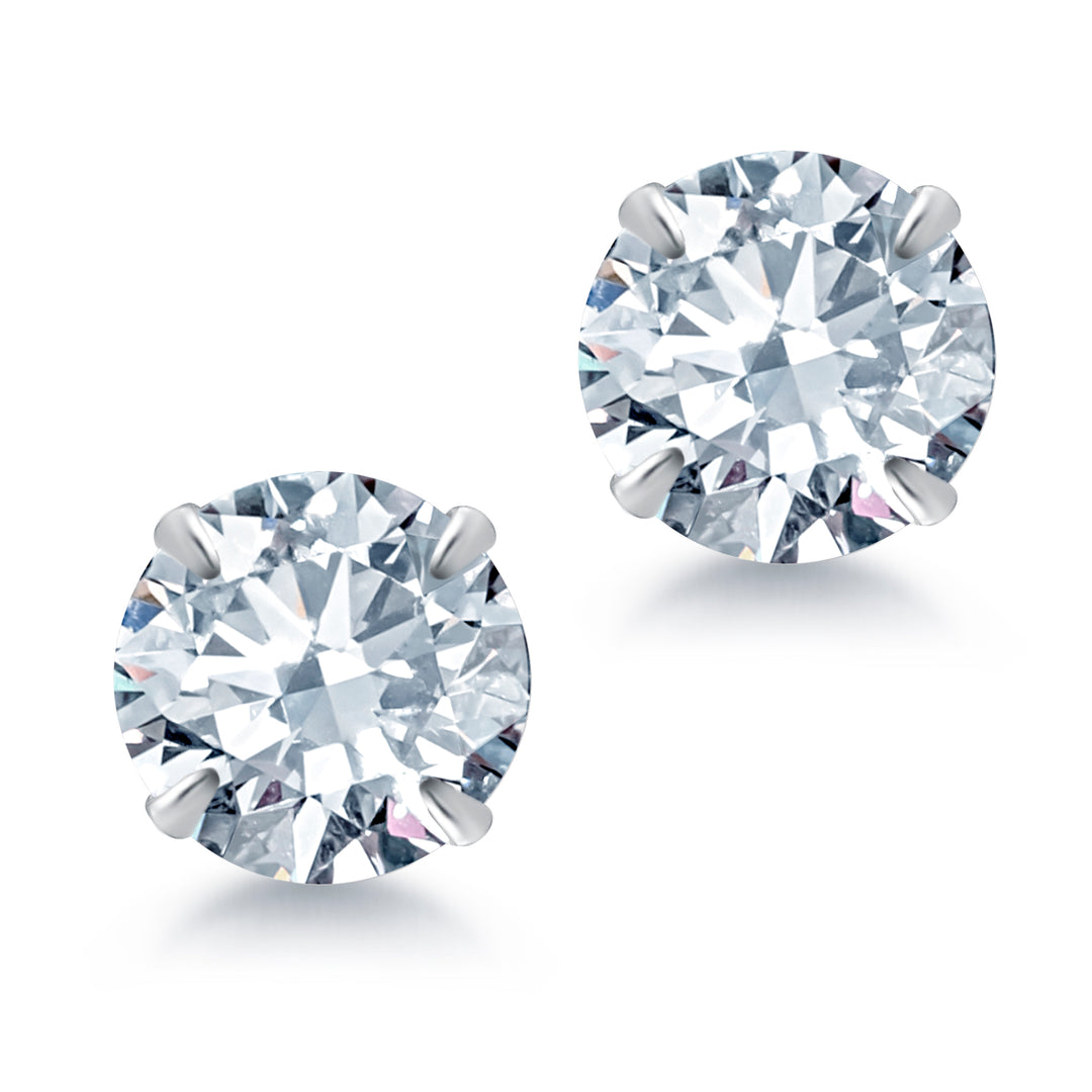 925 Sterling Silver 6mm Martini Studs Earrings, Martini Setting Studs, Martini Set Push Back Studs, Sparkling CZ Martini Studs, CZ Studs For Gift