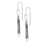 Load image into Gallery viewer, 925 Sterling Silver Tassel Earrings,  Multi-Strand Snake-Cut Italian Chain Tassel Earrings,  Fishhook Tassel Earrings, Oxidize Tassel Earrings
