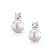 925 Sterling Silver Pearl and CZ Studs, Freshwater Cultured Pearl and CZ Studs, Hypoallergenic Pearl Jewelry, Pearl Studs, Pearl Wedding Earrings, Silver Pearl Studs, Classic Pearl Jewelry, June Birthstone Jewelry
