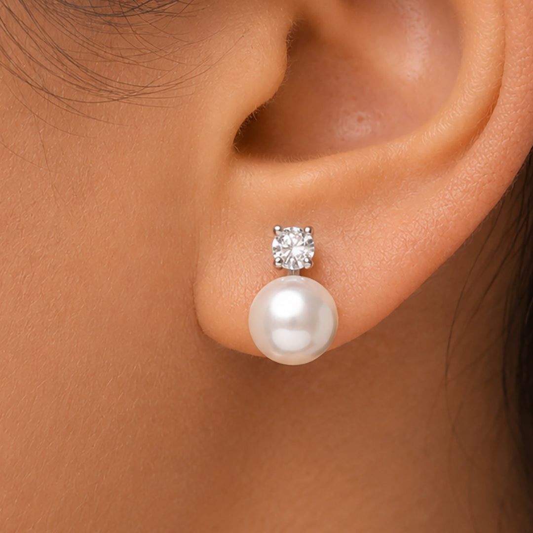 925 Sterling Silver Pearl and CZ Studs, Freshwater Cultured Pearl and CZ Studs, Hypoallergenic Pearl Jewelry, Pearl Studs, Pearl Wedding Earrings, Silver Pearl Studs, Classic Pearl Jewelry, June Birthstone Jewelry