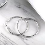 Load image into Gallery viewer, Silver Hoop Earrings, 925 Sterling Silver Hoops, Round Hoop Earrings, Classic Hoop Earrings, Everyday Earrings, Latch Back Hoop Earrings
