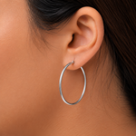 Load image into Gallery viewer, 925 Sterling Silver Hoops Earrings, Round Hoop Earrings, Classic Hoop Earrings, Everyday Earrings, Latch Back Hoop Earrings