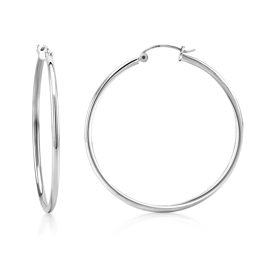Silver Hoop Earrings, 925 Sterling Silver Hoops, Round Hoop Earrings, Classic Hoop Earrings, Everyday Earrings, Latch Back Hoop Earrings