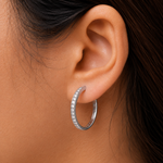Load image into Gallery viewer, 925 Sterling Silver Inside Out Hoop Earrings for Women, 25mm Hypoallergenic Hoops with AAA Cubic Zirconia, Pave CZ Hinged Hoop Jewelry Gift