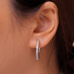 Load image into Gallery viewer, 925 Sterling Silver CZ Hoop Earrings, High Quality Silver CZ Hoops, Classic Hoops Earring, Channel Set Round CZ Silver Hoop Earrings
