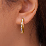 Load image into Gallery viewer, 925 Sterling Silver CZ Hoop Earrings, High Quality Silver CZ Hoops, Classic Hoops Earring, Channel Set Round CZ Silver Hoop Earrings

