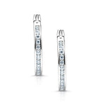 Load image into Gallery viewer, 925 Sterling Silver Inside Outside Cz Hoop Earring, Huggie Hoop Earrings, Classic Cz Hoop Earring, Hoop Earrings, Hoop Earrings Jewelry
