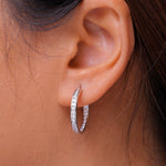 Load image into Gallery viewer, 925 Sterling Silver Inside Outside Cz Hoop Earring, Huggie Hoop Earrings, Classic Cz Hoop Earring, Hoop Earrings, Hoop Earrings Jewelry
