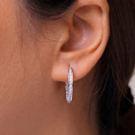 Load image into Gallery viewer, 925 Sterling Silver Inside Outside Cz Hoop Earring, Huggie Hoop Earrings, Classic Cz Hoop Earring, Hoop Earrings, Hoop Earrings Jewelry
