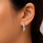 Load image into Gallery viewer, 925 Sterling Silver 22mm Inside Out Hoop Hoop Earrings for Women, Hypoallergenic Hoops with Channel Set Cubic Zirconia, Classic Hinged Jewelry for Everyday &amp; Evening Wear