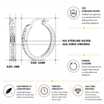 Load image into Gallery viewer, 925 Sterling Silver 22mm Inside Out Hoop Hoop Earrings for Women, Hypoallergenic Hoops with Channel Set Cubic Zirconia, Classic Hinged Jewelry for Everyday &amp; Evening Wear