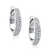 925 Sterling Silver Huggie, Hoop Huggie Earrings, Huggie Pave Setting, Hoop Huggie Earrings, Huggies For Girls, Silver Huggie Earrings