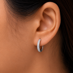 Load image into Gallery viewer, 925 Sterling Silver Huggie, Hoop Huggie Earrings, Huggie Pave Setting, Hoop Huggie Earrings, Huggies For Girls, Silver Huggie Earrings