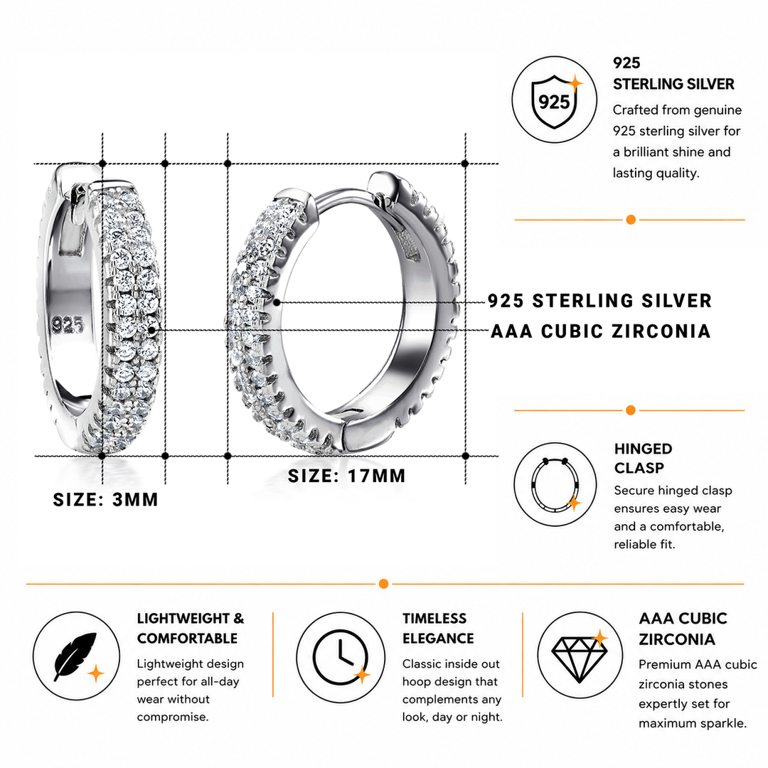 925 Sterling Silver Huggie, Hoop Huggie Earrings, Huggie Pave Setting, Hoop Huggie Earrings, Huggies For Girls, Silver Huggie Earrings