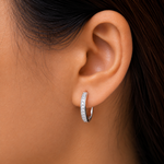 Load image into Gallery viewer, 925 Sterling Silver Cz Huggies, Hoop Huggie Earrings For Girls, Silver Huggie Earrings, Huggie Earrings, Silver Earrings, Classic Huggies