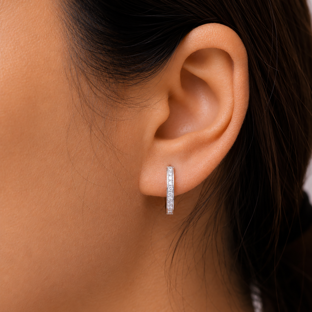925 Sterling Silver Cz Huggies, Hoop Huggie Earrings For Girls, Silver Huggie Earrings, Huggie Earrings, Silver Earrings, Classic Huggies