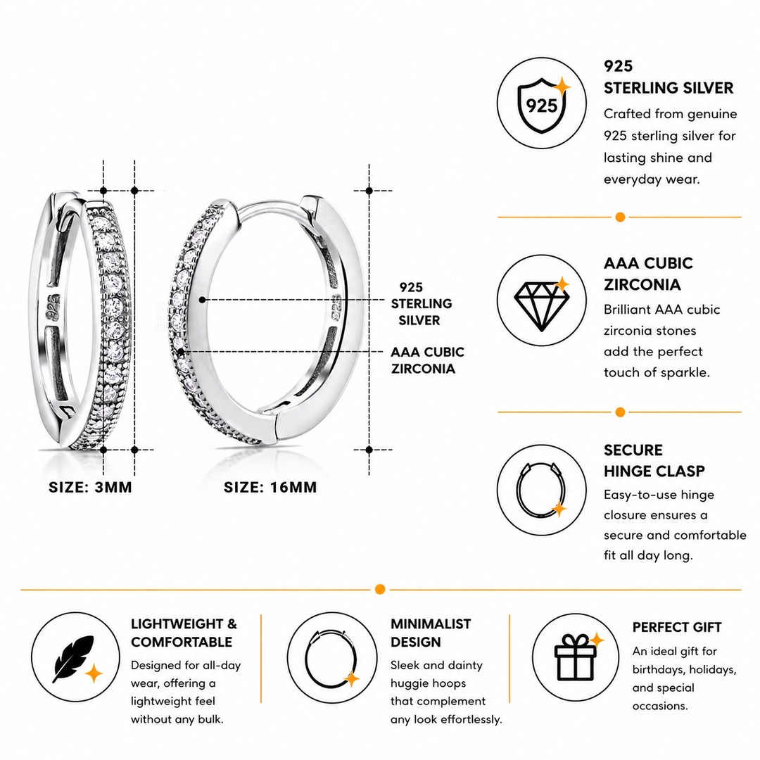 925 Sterling Silver Cz Huggies, Hoop Huggie Earrings For Girls, Silver Huggie Earrings, Huggie Earrings, Silver Earrings, Classic Huggies