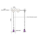 Load image into Gallery viewer, 925 Silver Pearl Dangle Earrings, Silver Pearl Dangle Earrings, White Pearl Earrings, Pearl And Amethyst Drop Earrings, 2 in 1 Drop Earrings
