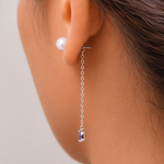 Load image into Gallery viewer, 925 Silver Pearl Dangle Earrings, Silver Pearl Dangle Earrings, White Pearl Earrings, Pearl And Amethyst Drop Earrings, 2 in 1 Drop Earrings