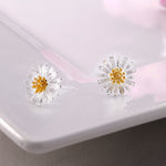Load image into Gallery viewer, 925 Sterling Silver Flower Earrings, Daisy Studs, Flower Studs Earring, Flower Studs, Flower Studs For Gift, Daisy Flower Stud Earrings
