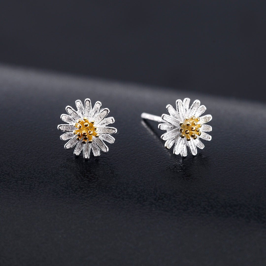 925 Sterling Silver Flower Earrings, Daisy Studs, Flower Studs Earring, Flower Studs, Flower Studs For Gift, Daisy Flower Stud Earrings