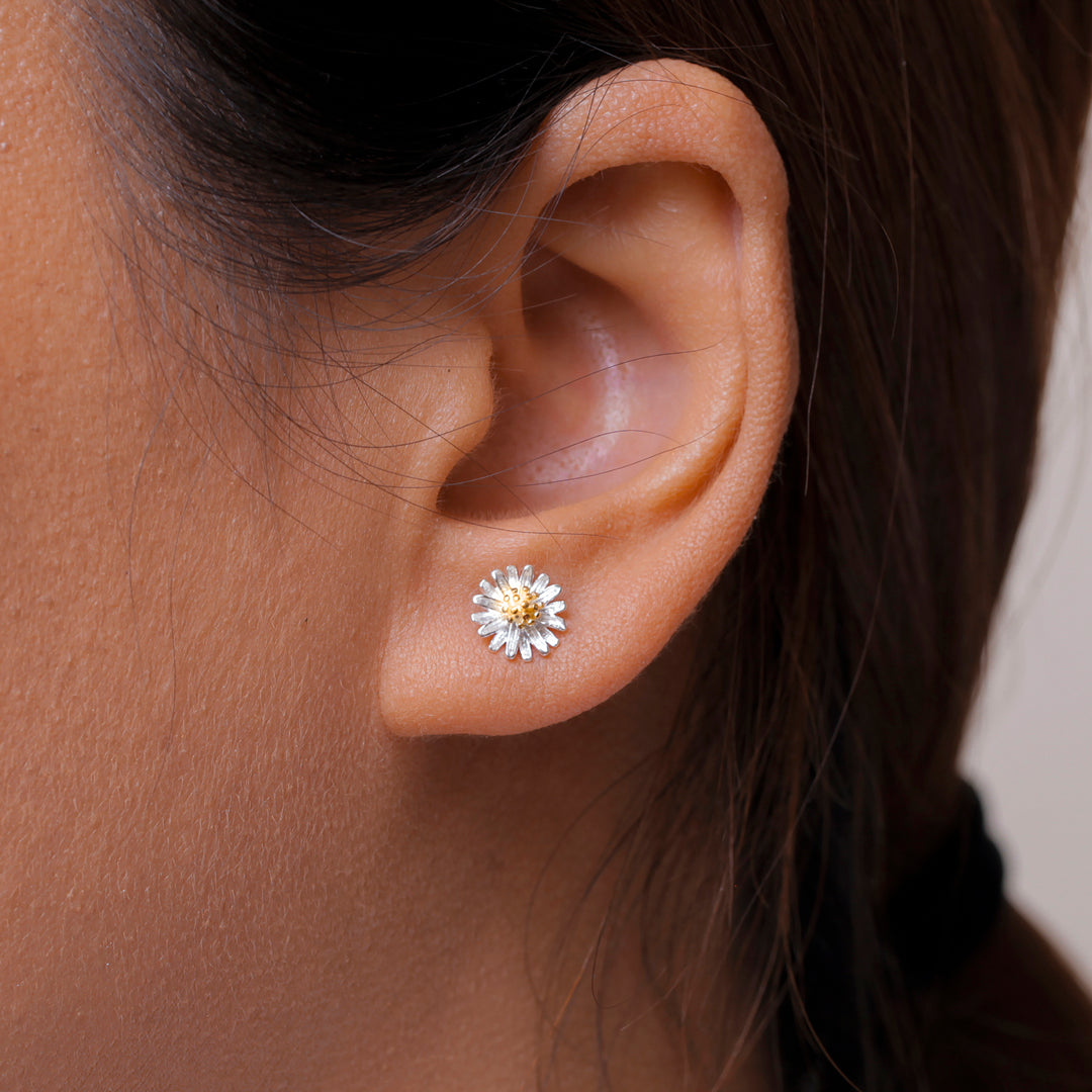 925 Sterling Silver Flower Earrings, Daisy Studs, Flower Studs Earring, Flower Studs, Flower Studs For Gift, Daisy Flower Stud Earrings