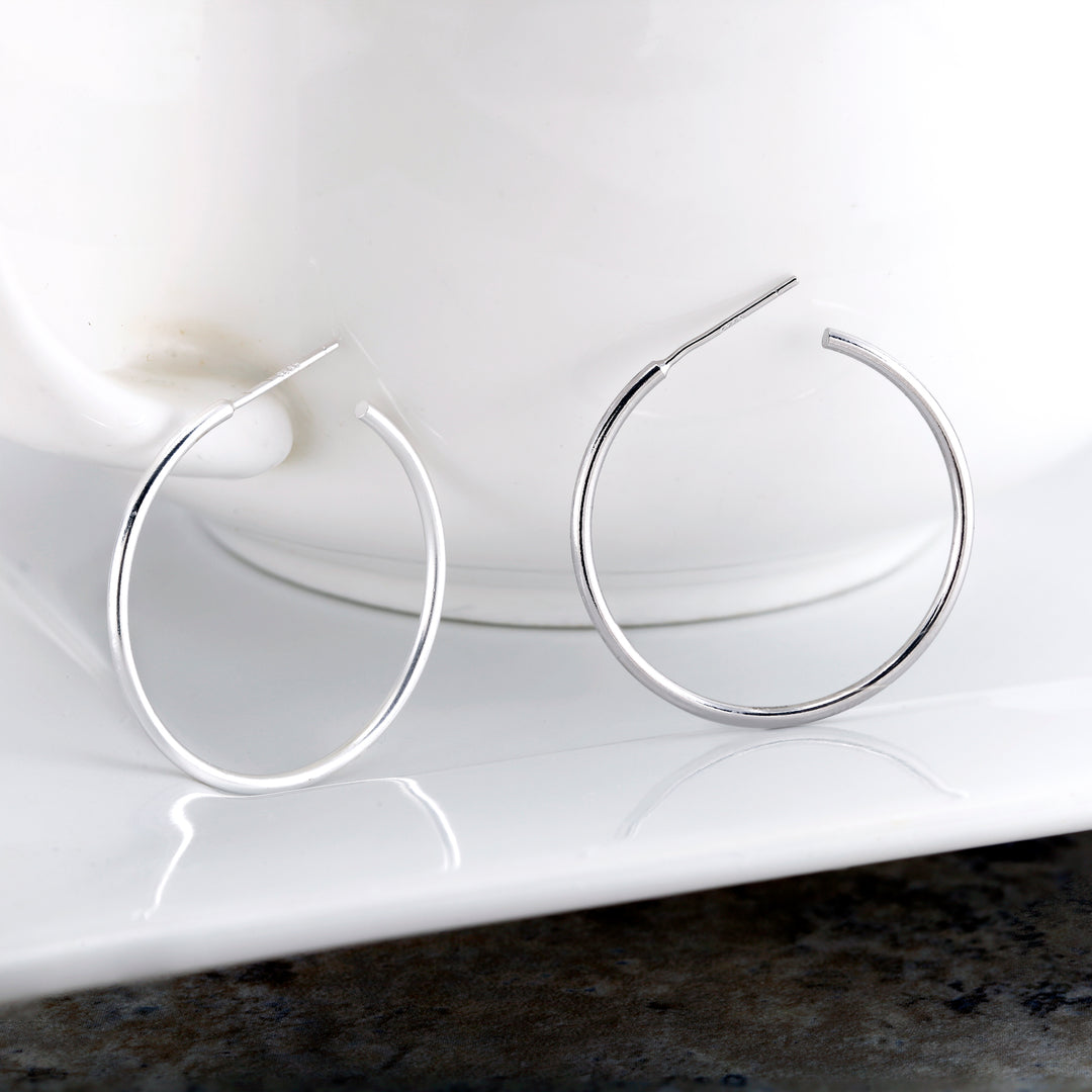 925 Sterling Silver Hoop Earrings, Round Silver Hoops, High Quality Sterling Hoops, Classic Hoops, Everyday Hoops Earrings