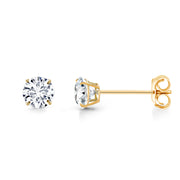 14K Solid Yellow Gold CZ Studs for Women, Hypoallergenic Studs, Luxury Studs, Cz Gold Studs