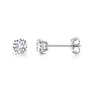 14K White Gold CZ Studs, Gold CZ Studs, Cz Studs, Basket Setting Cz Studs, Dainty Stud Earrings, Daily Wear Cz Studs